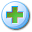 A red cross in a white circle